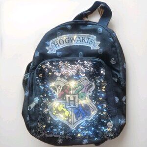 Harry Potter Hogwarts 10” Mini Black Sequined Backpack with Adjustable Straps